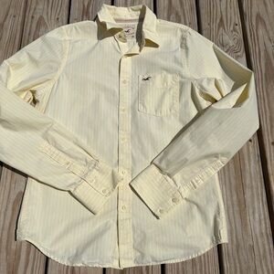 Hollister Mens Shirt Yellow Striped Long Sleeve Button Up Size‎ XL Vintage Y2K